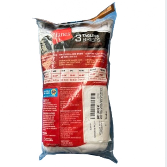 Hanes Tagless ComfortSoft Underwear Briefs Size M 32-34" Full Rise 3 Pk White - Picture 2 of 3